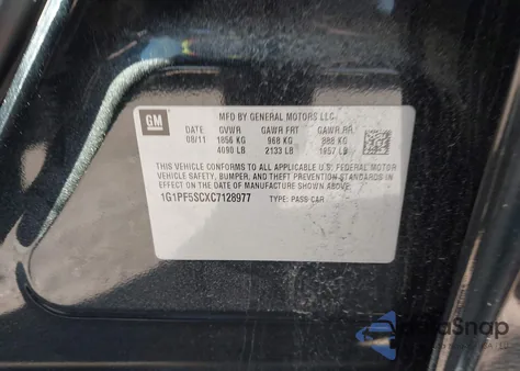 2012 Chevrolet Cruze 1Lt z USA, uszkodzony, nr VIN 1G1PF5SCXC7128977